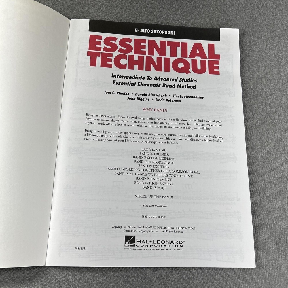 Hal Leonard Essential Technique E Flat Alto Sax Intermediate To Advanced Studies