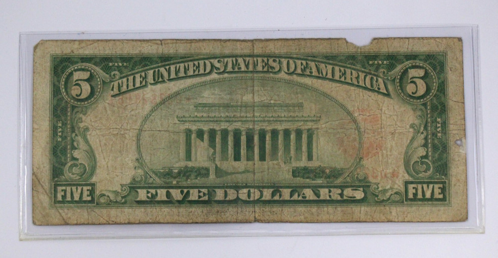 1928 $5 Five Dollar Red Seal Star Note FR1525