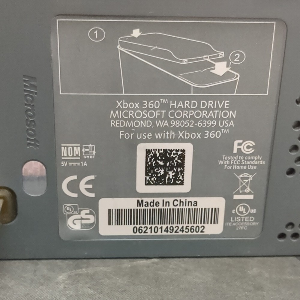 Microsoft Xbox 360 External Hard Drive Gray SATA Console HDD