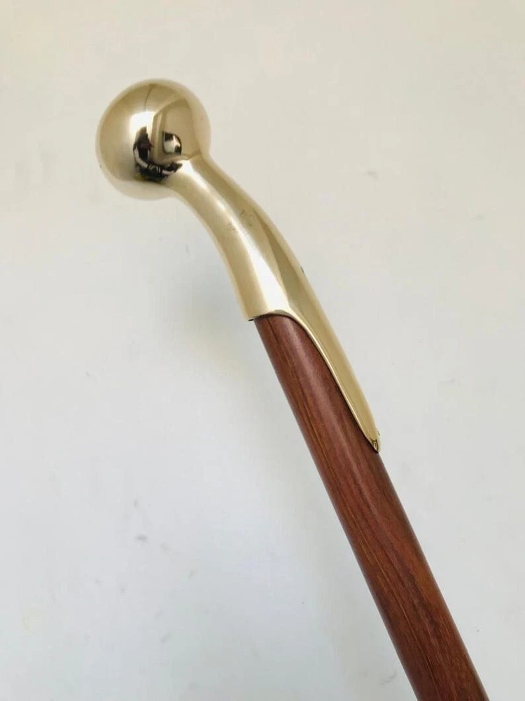 36'' NEW SOLID ANTIQUE SOLID BRASS HANDLE WOODEN WALKING STICK CANE VINTAGE