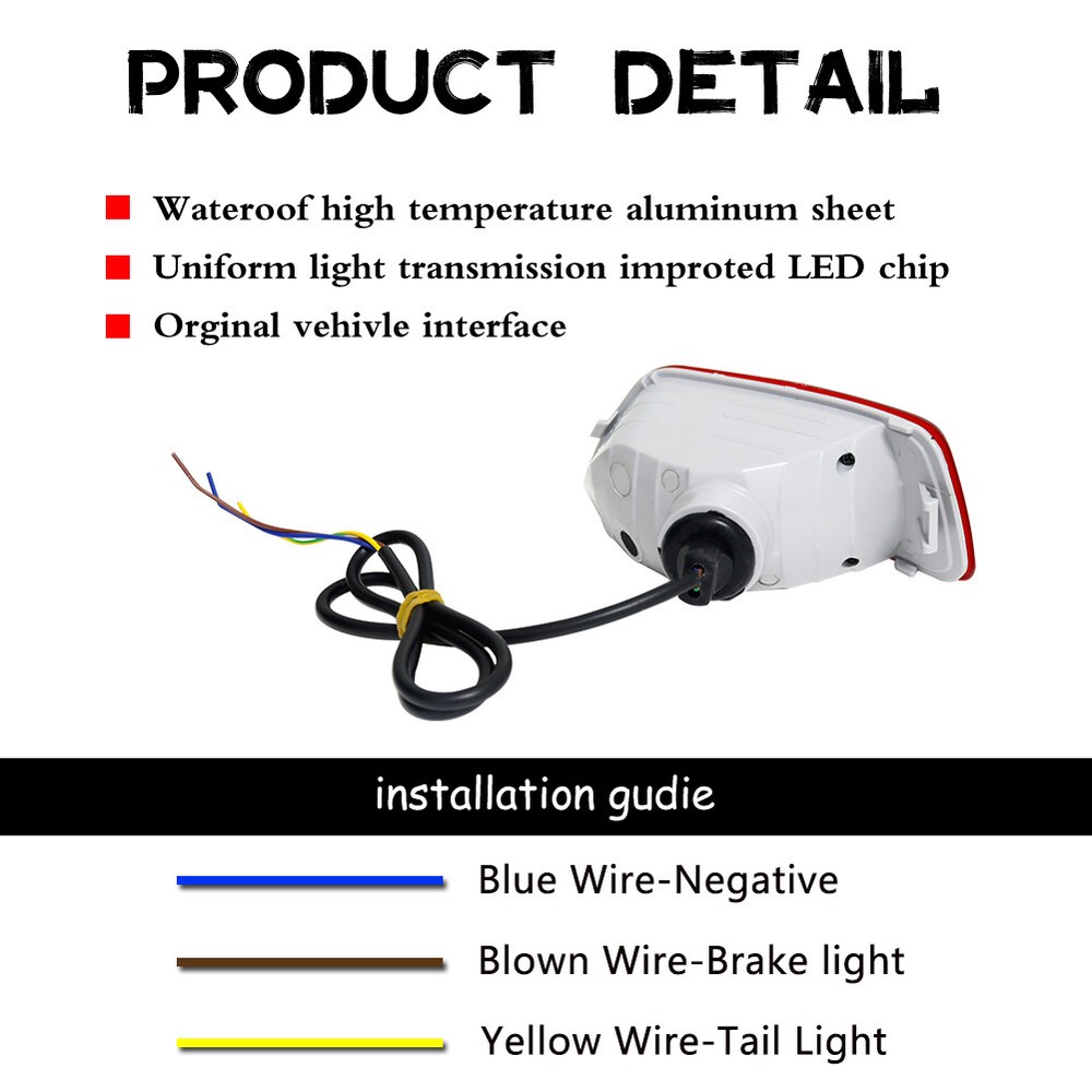 2PCS Red LED Rear Fog/Brake Light Kit For 2011-2020 Jeep Grand Cherokee