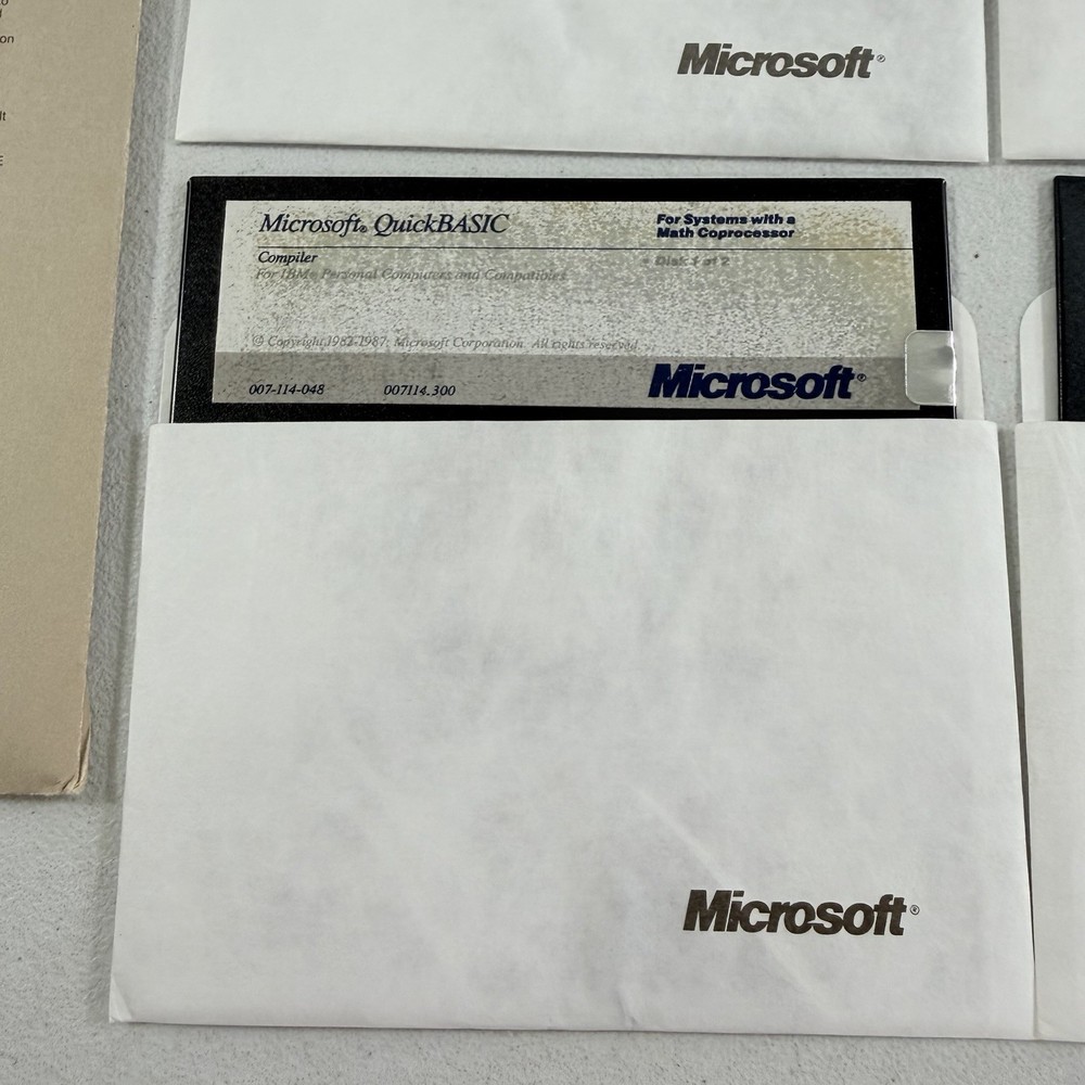 Microsoft QuickBasic Version 3.0 Compiler 5.25” Diskettes