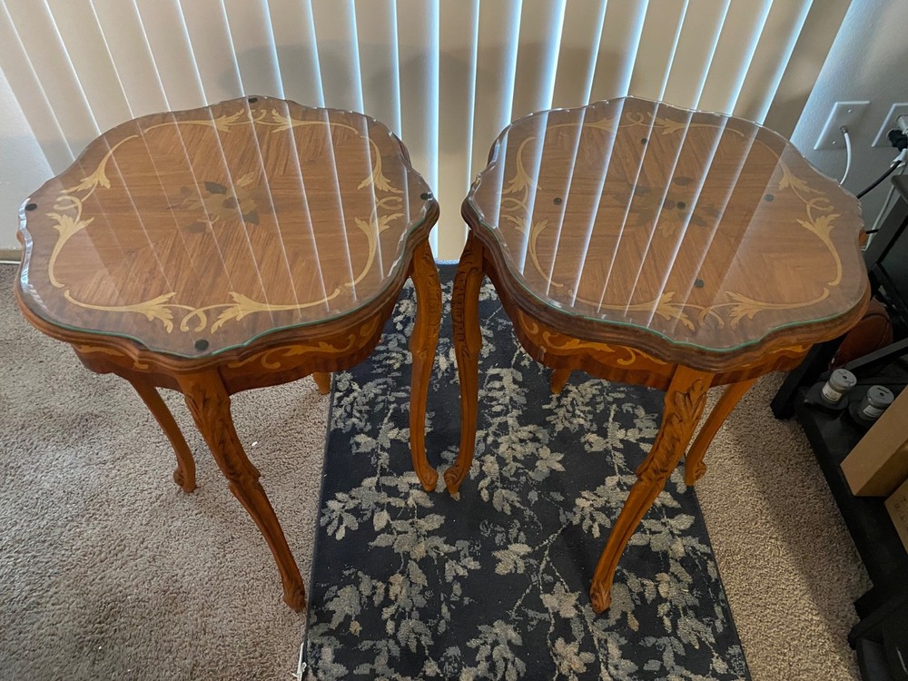 antique end tables pair