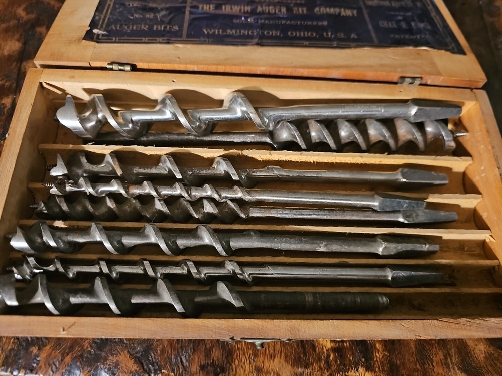 Irwin Auger Set 14 Quaters Solid Center Stem Auger Bits With Case 1887