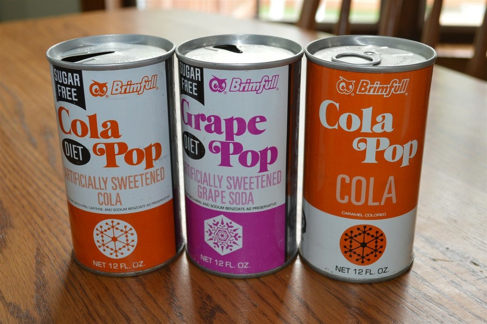 3 Different Red Owl Brimfull Pop Cans