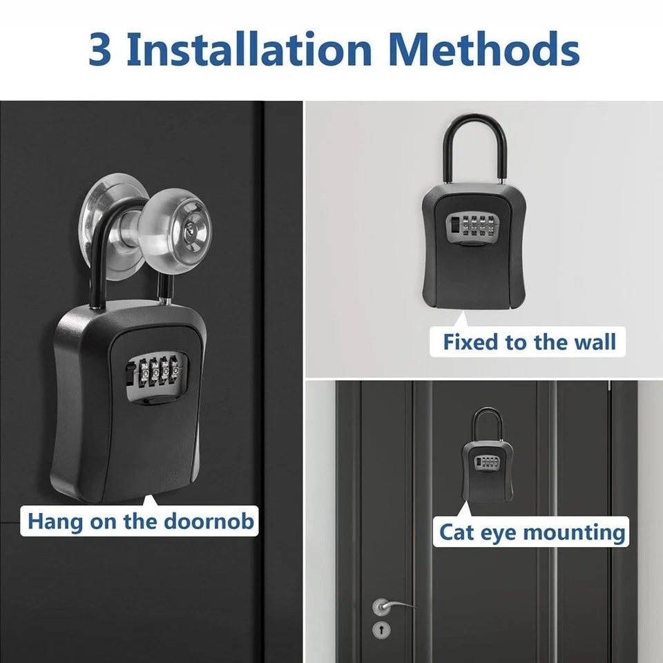 Key Lock Box for Outside-Combination Lockbox for House Key-Portable/Wall Mounted