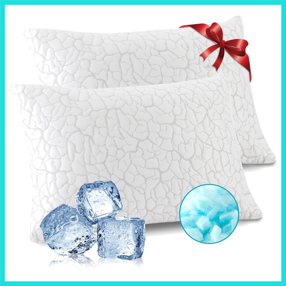 Cooling Pillows for Sleeping 2 Pack, Adjustable Shredded Memory Foam Pillows ...