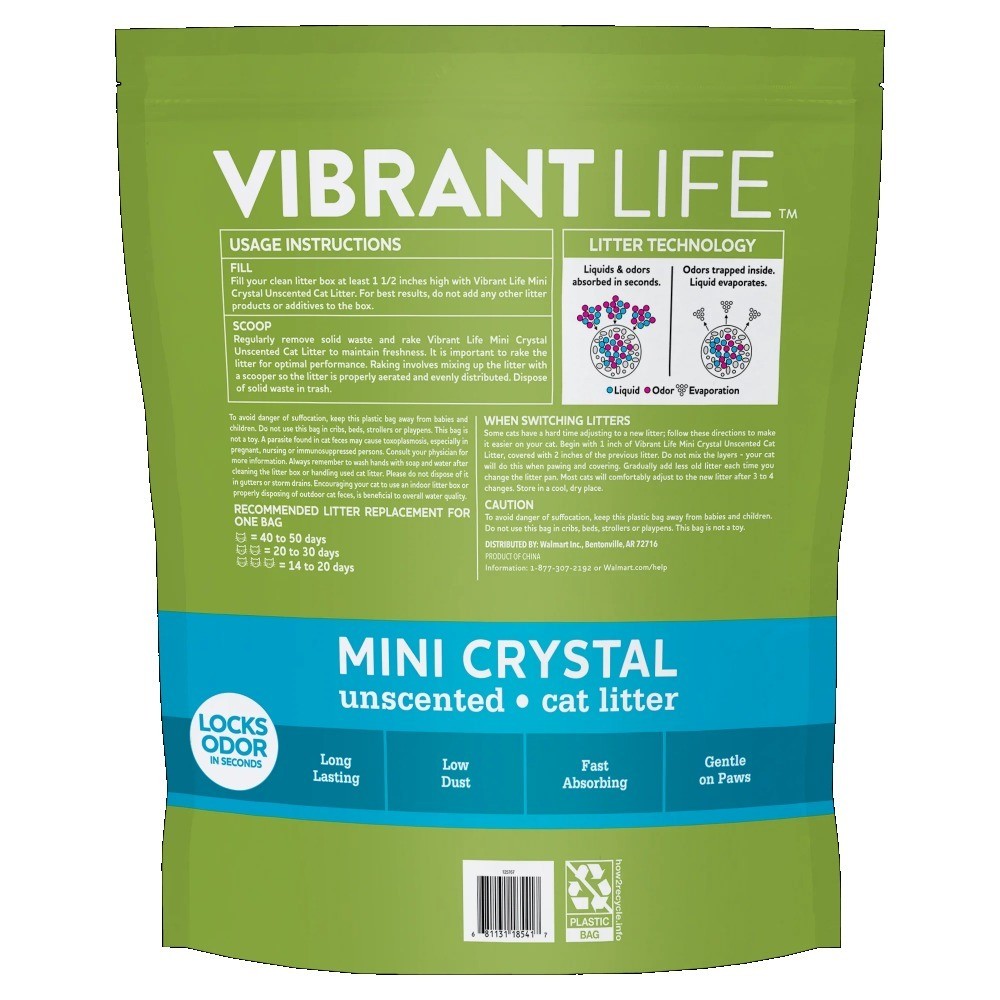 Unscented Crystal Cat Litter Clumping Low Tracking 8 Pound Natural