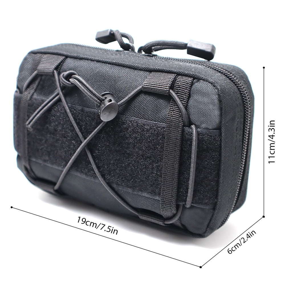 Tactical Molle Admin Pouch Compact Utility EDC Tool Bag with Shoulder Black