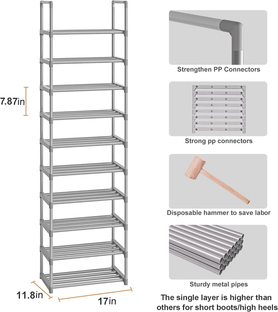 Adjustable and Stackable Shoe Organizer Shelf - Efficient Shoe Storage Solution