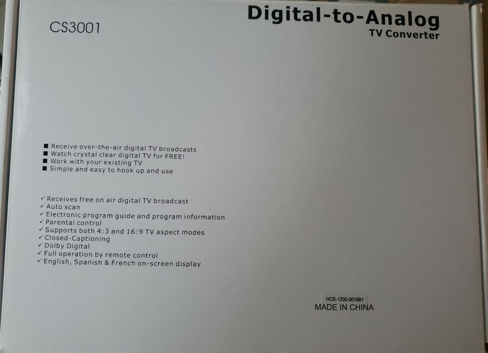 CS3001 Digital to Analog TV Converter