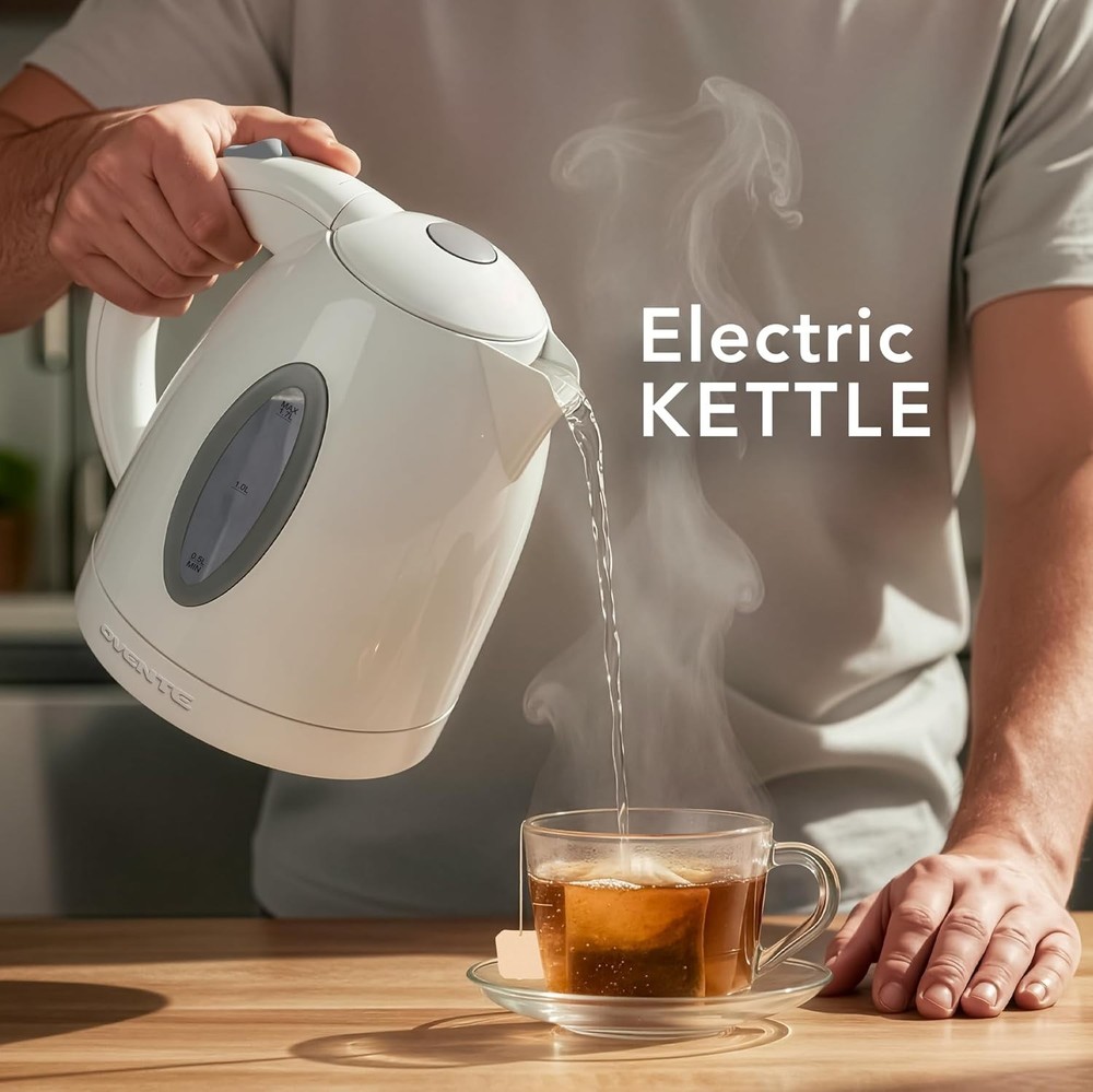 Fast Boiling 1.7L Electric Kettle with Auto Shut-Off & Removable Filter | White