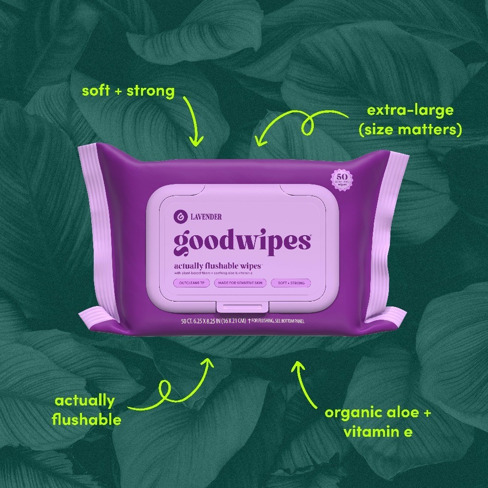 Flushable Butt Wipes, Lavender Scented, 3 Pack, 150 Total Wipes