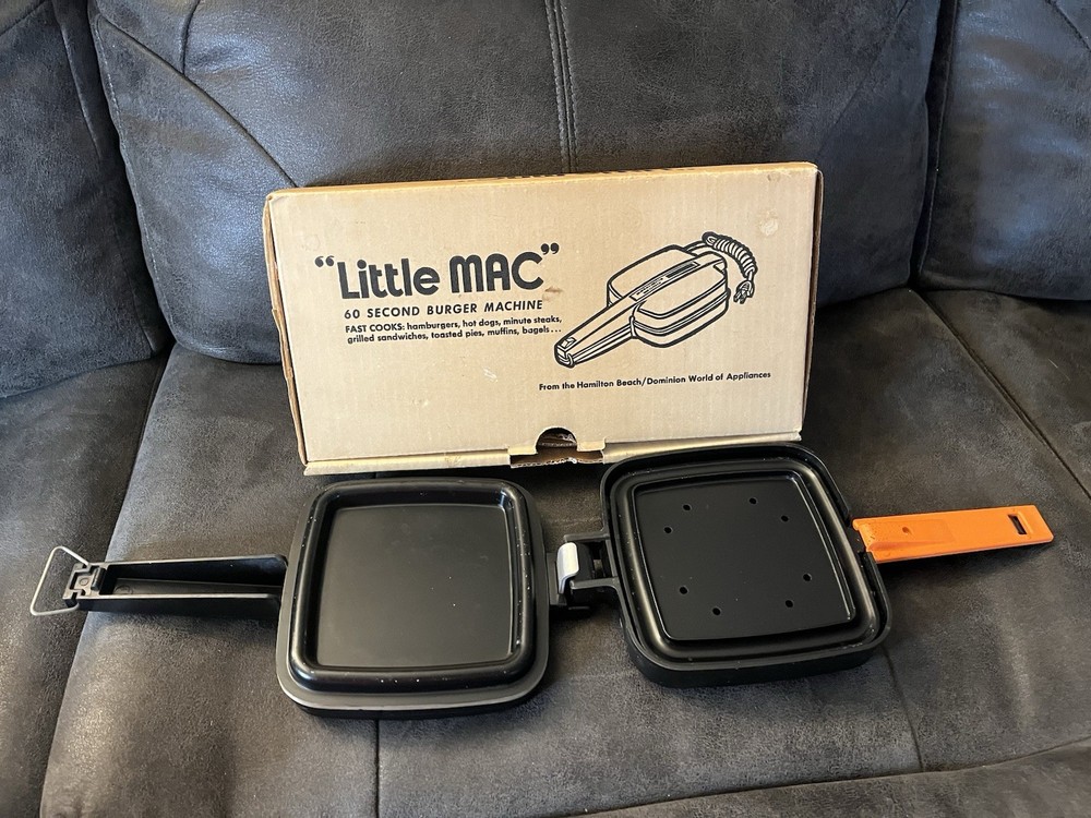 Hamilton Beach Little Mac 60 Second Burger Machine Fast Cooker Org Box & Manual