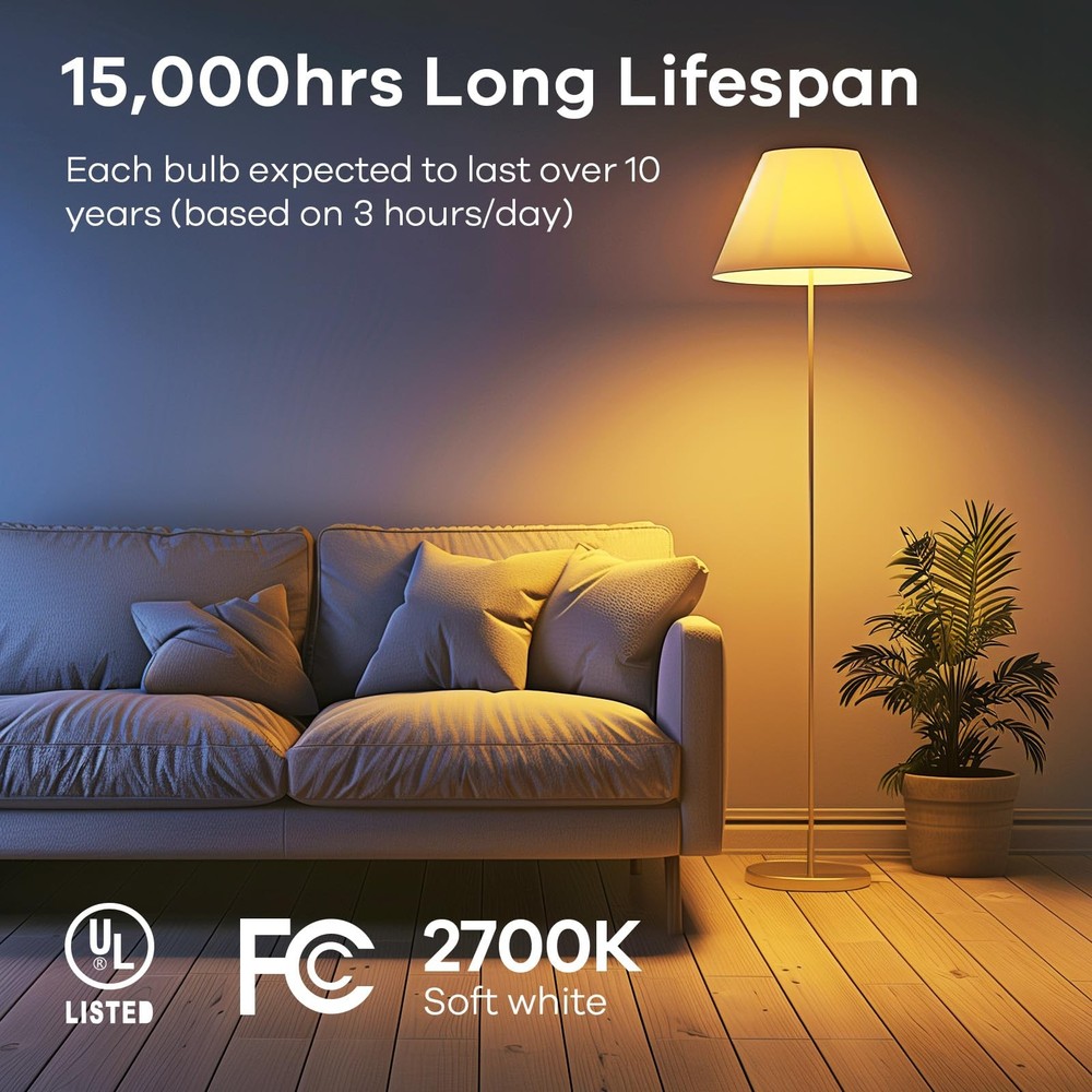 A19 LED Light Bulbs Dimmable, 40 Watt Equivalent, E26 Base, 2700K Soft White,...