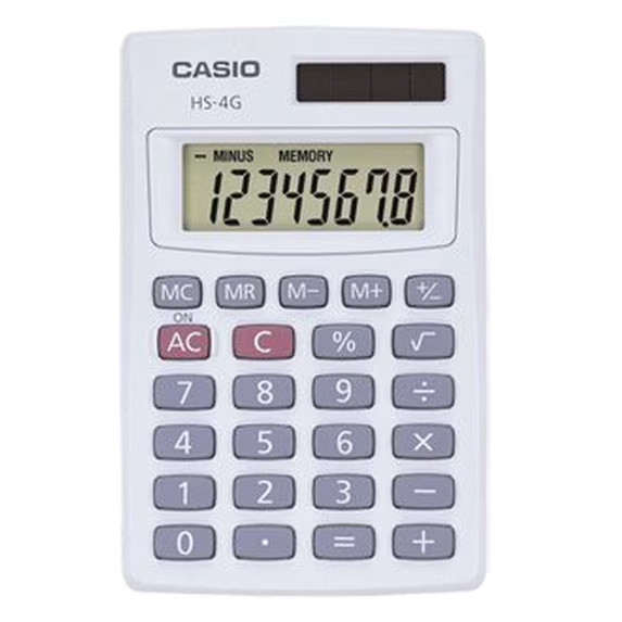 Casio HS-4G Basic Calculator 8 Digit Portable Handheld School Office Use