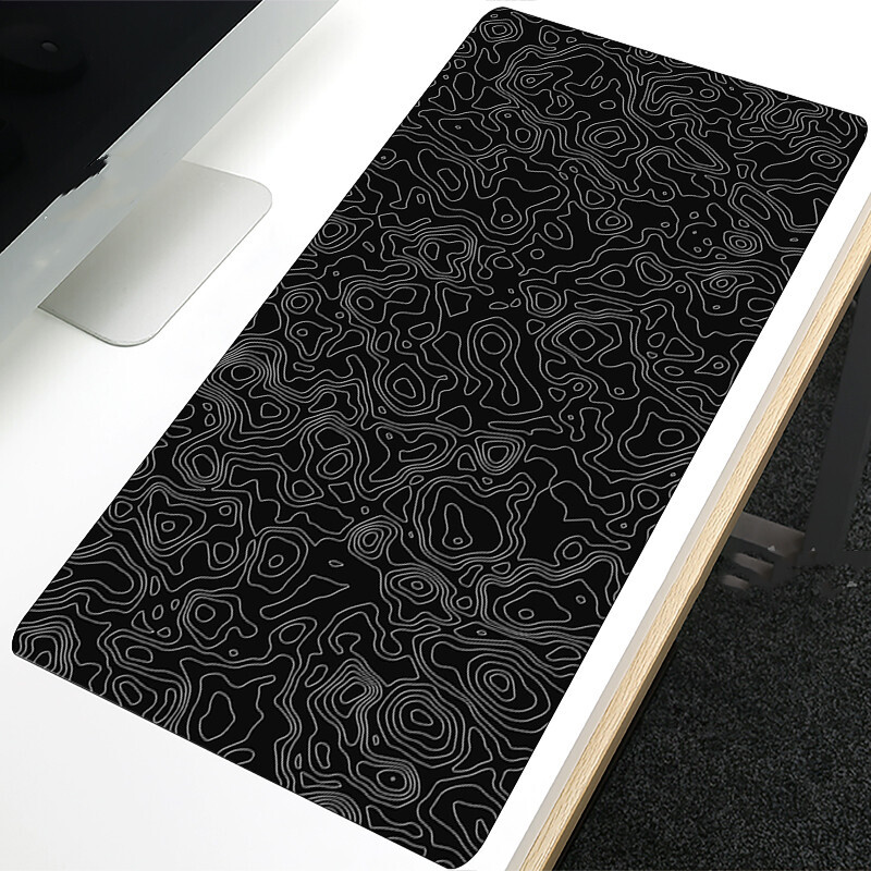 Black Topographic Gaming Mouse Pad