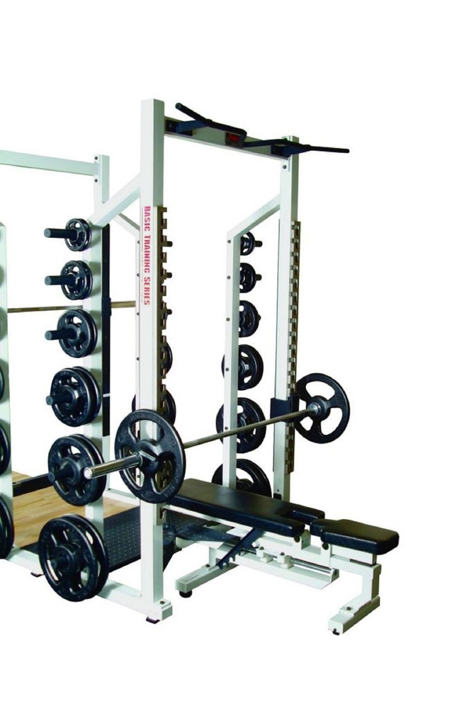YORK STS Double Half Rack White w/ Pull-Up Bar Plate Storage