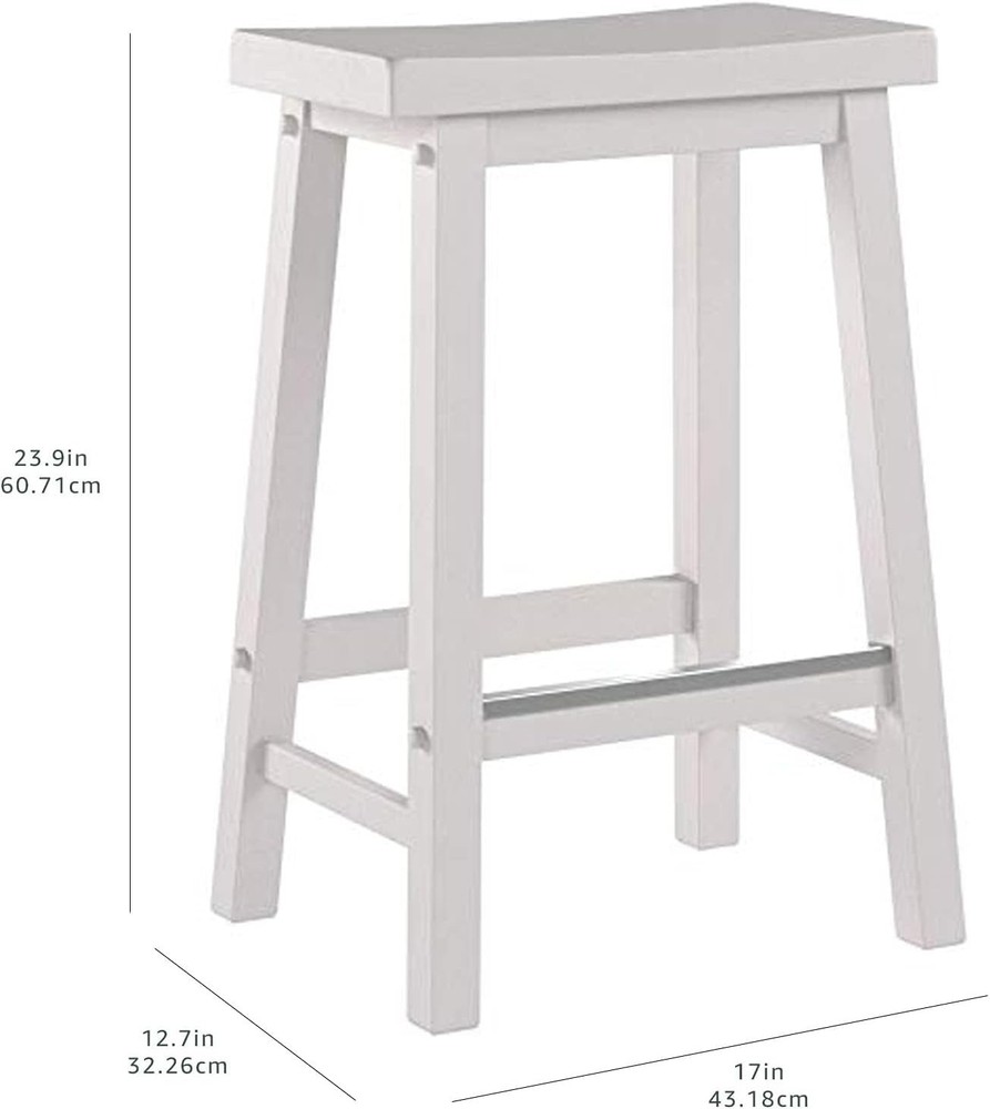 Solid Wood Saddle-Seat Kitchen Counter Barstool with Footrest, Easy Assembly