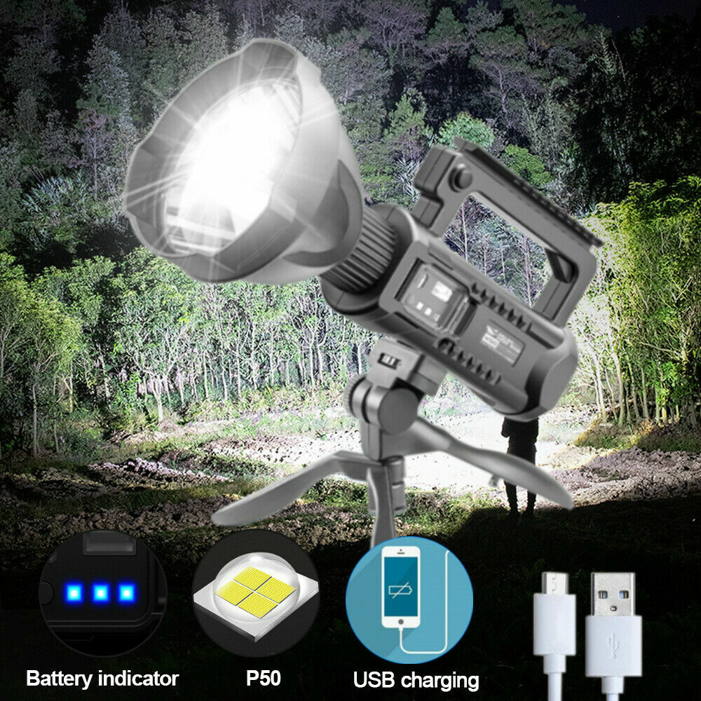 Most Powerful P70 LED Flashlight Torch USB Rechargeable Searchlight Work Light