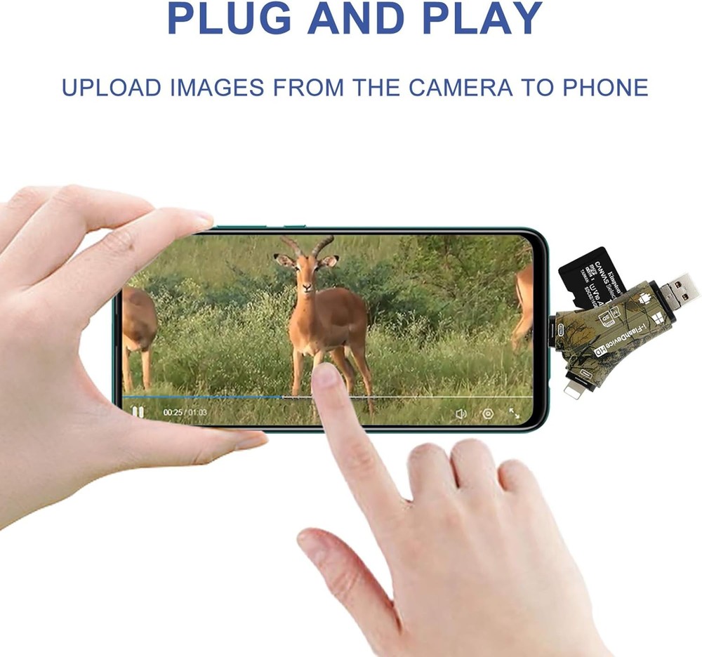 Trail Camera Viewer SD Card Reader for iPhone iPad Mac & Android, 4 in Black