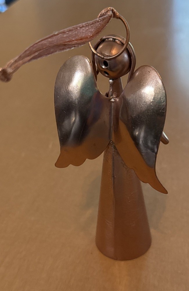 Copper Embossed Angel Bell Ornament 10"