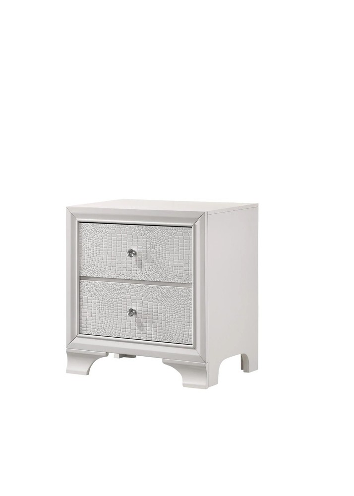 Modern 3pc White Finish LED Backlit Headboard Panel Twin Bed 2x Nightstand set