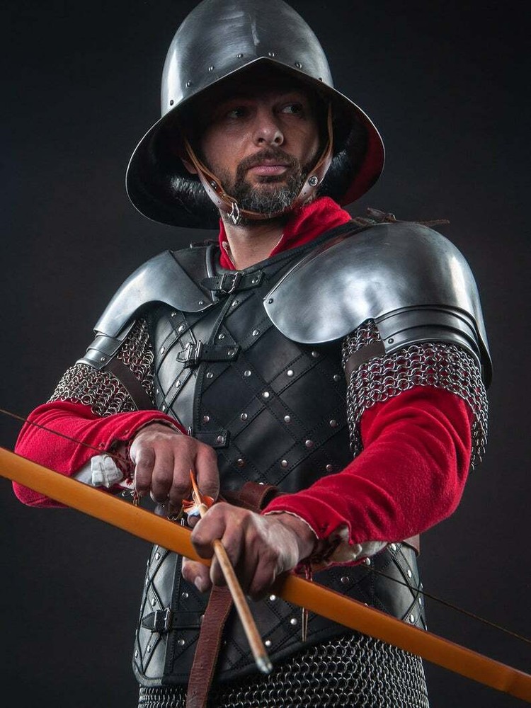 Leather medieval vest with diamond pattern, Functional Royal armor, Historical a
