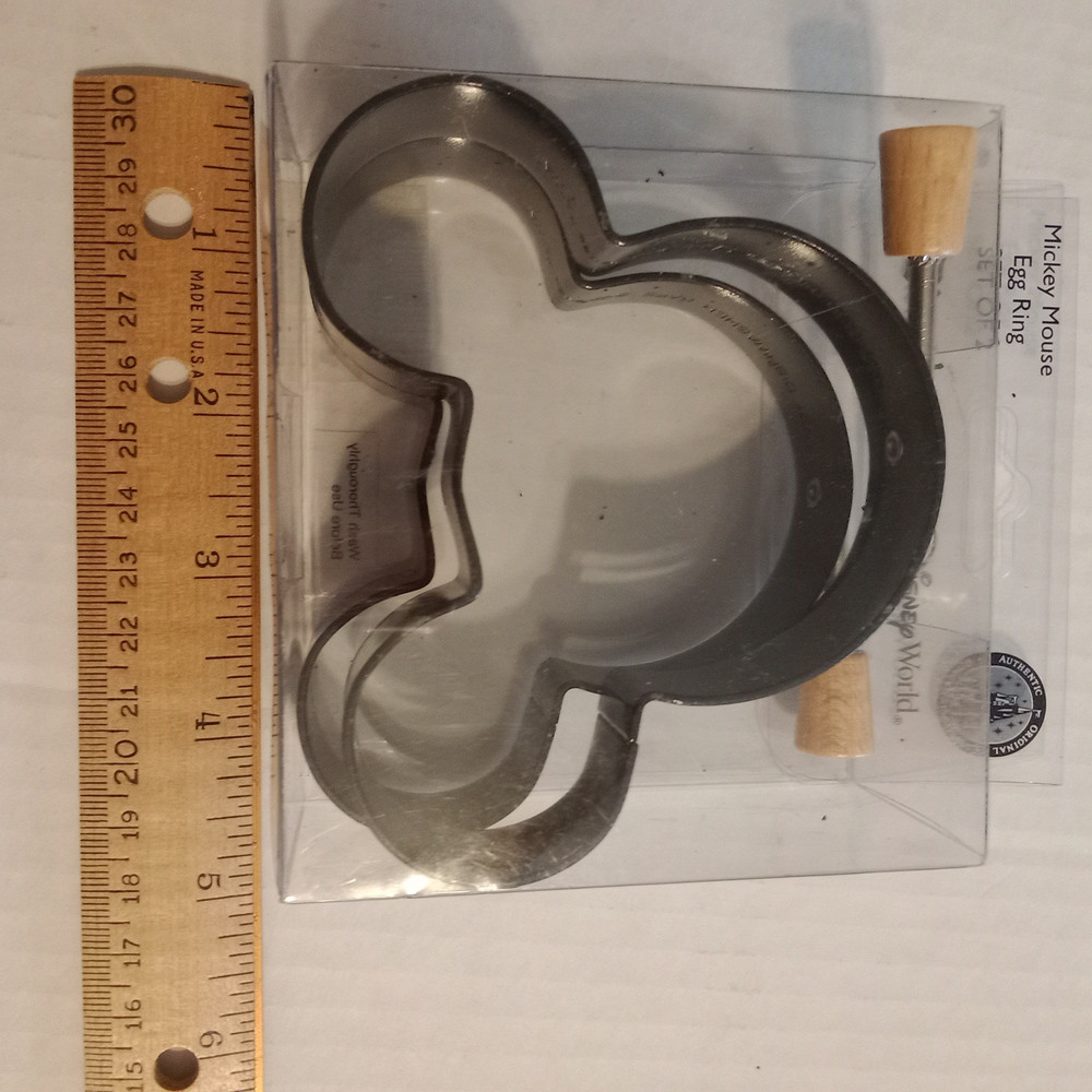 Disney Mickey Mouse Head Egg Ring Mold With Wood Handle