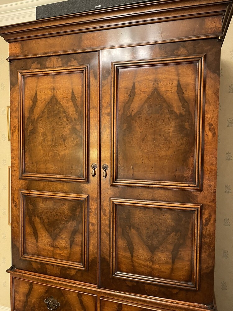 Biedermeier Style Burled Elm Television Armoire