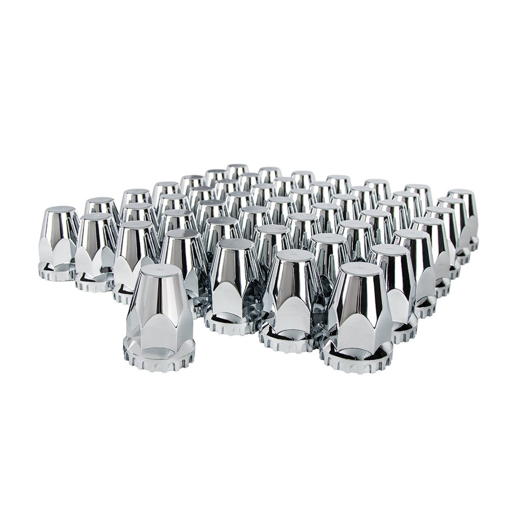 (Set/60) Chrome Lug Nut Covers 33mm Thread-On (2-3/4" Tall) 60-Pack