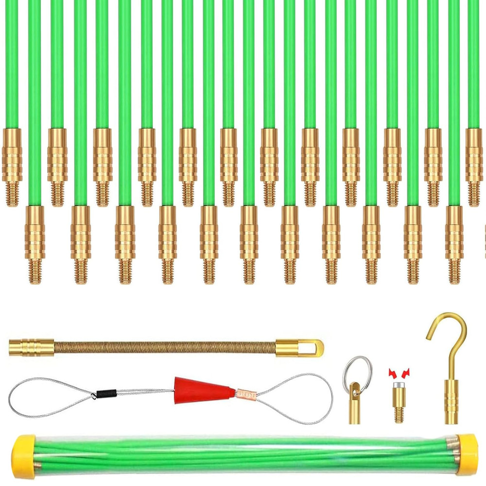 33 Ft Fiberglass Cable Wire Running Pull Push Kit Coaxial Electrical Connectable