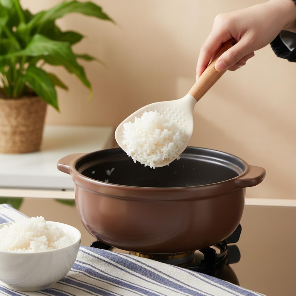 White Standing Silicone Rice Spoon Paddle, Non-stick one size,