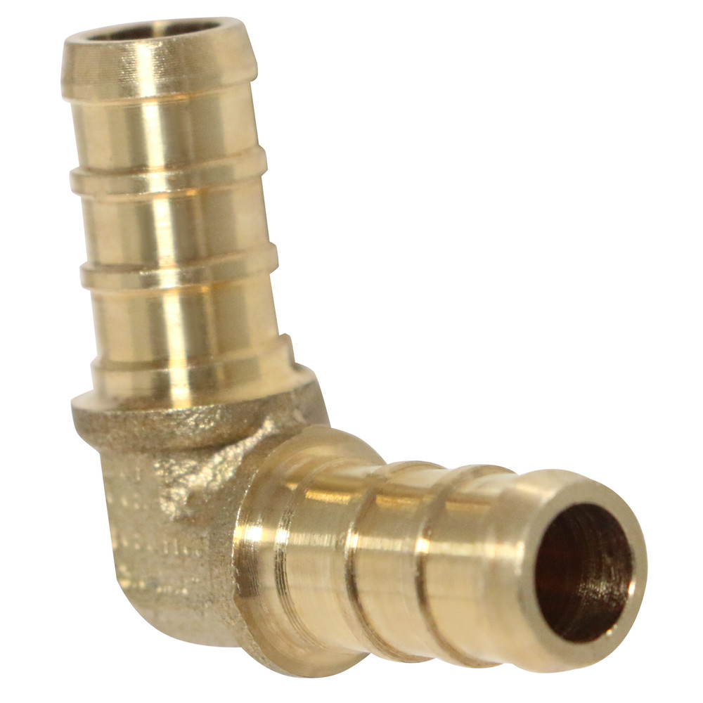 25 Pack XFITTING 3/8" PEX-B Barb Elbow Fitting, Lead Free Brass, NSF