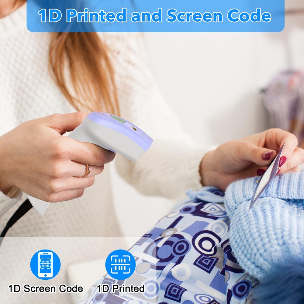 USB 1D Barcode Scanner Handheld Wired CCD Laser Reader Support Screen Scan