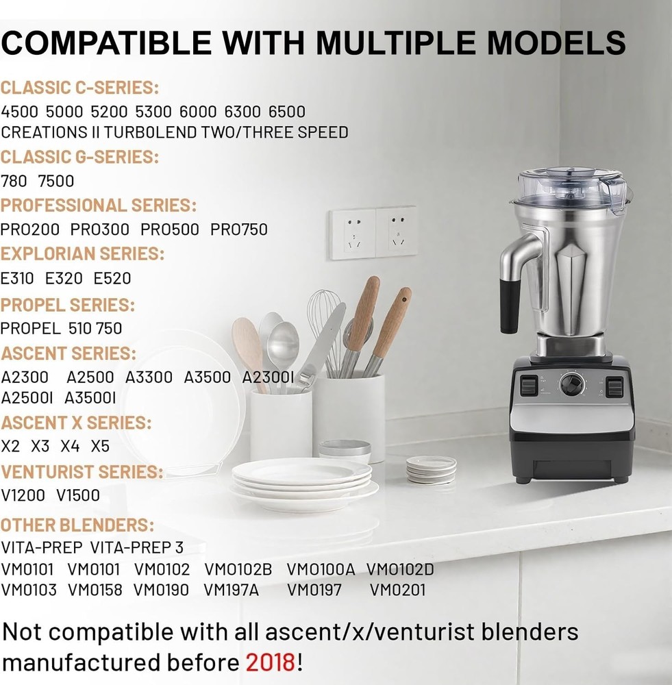 64oz Stainless Steel Container for Blender Pitchers, Compatible 64oz, Silver