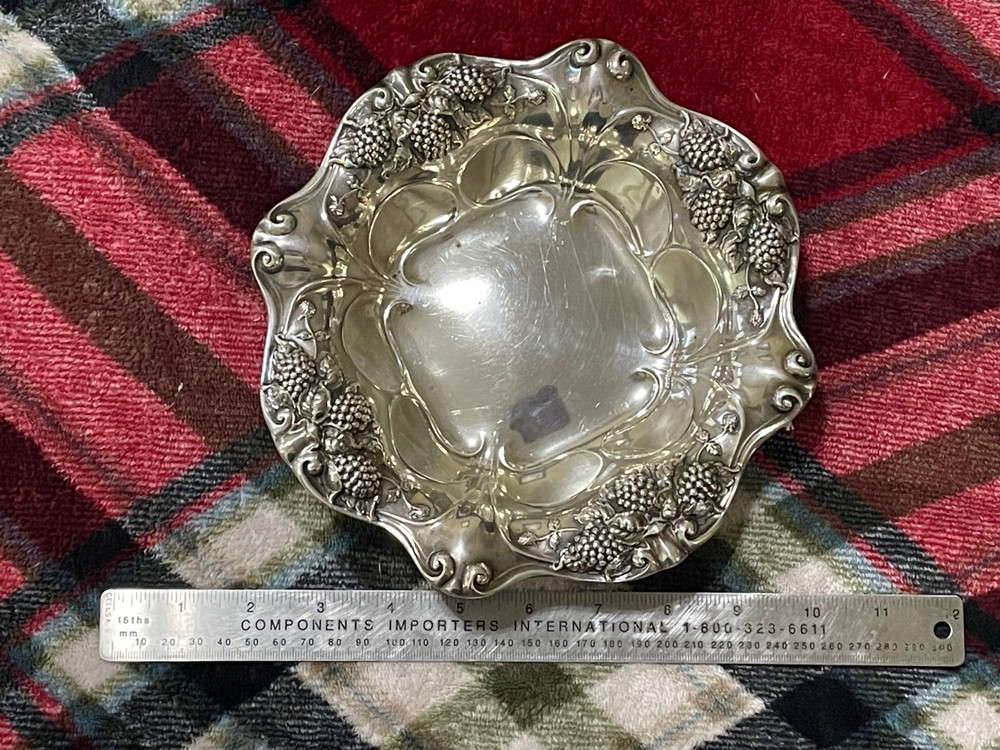 Gorham Sterling Silver Fruit Berry Strawberries Cherries Bowl