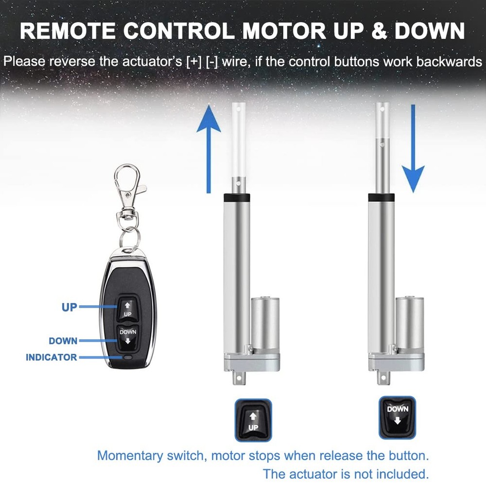 Linear Actuator Controller DC Motor 12V Momentary Switch Forward/Reverse Wire...