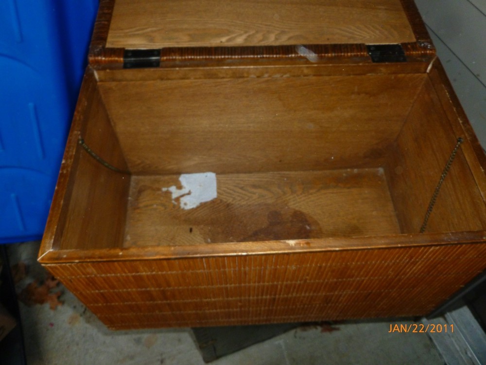 vintage mid-century split-bamboo Cedar Chest