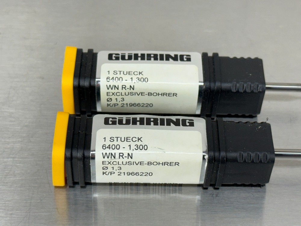 (2) Guhring 1.3mm Solid Carbide Drill 4xD 6400 Micro Exclusive