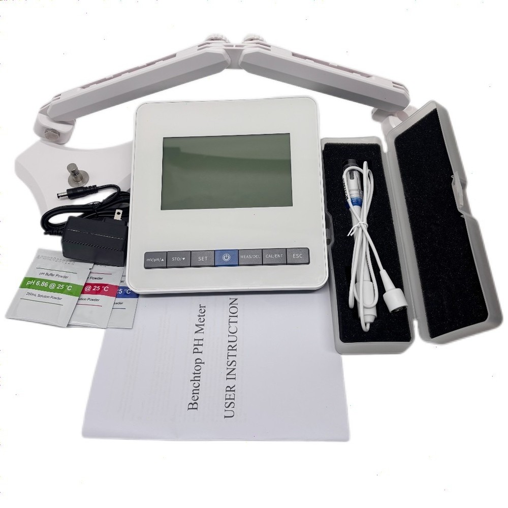 Benchtop PH Meter PH Tester with Buffer Powder 50 Groups Data Storage -2.00～18.0