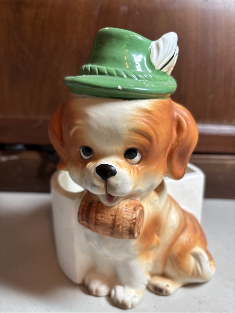 lefton Saint Bernard planter see pics 6.5 x 5 v037