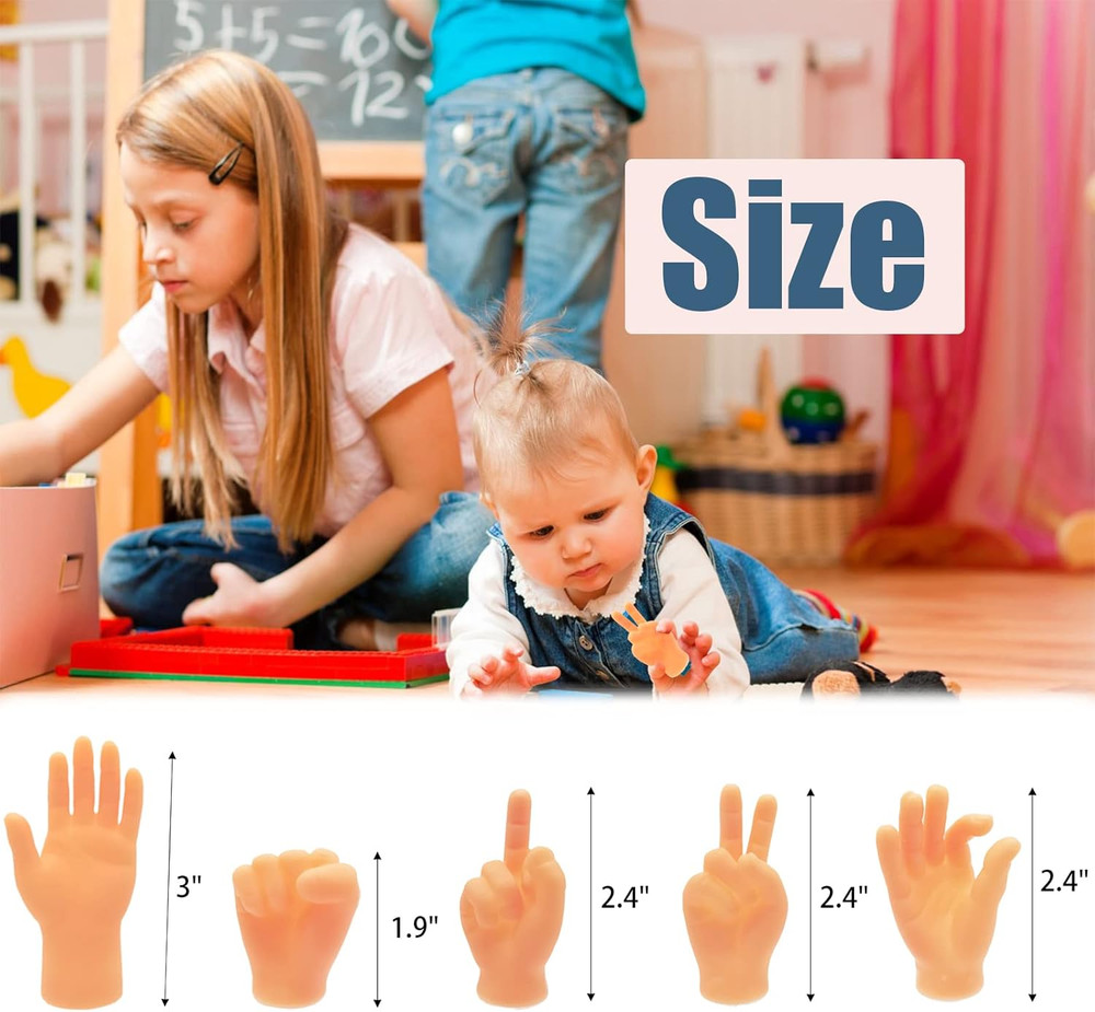 14 Pcs Tiny Finger Hands,Premium Rubber Mini Tiny Finger Hands,Flat Hand Styl...