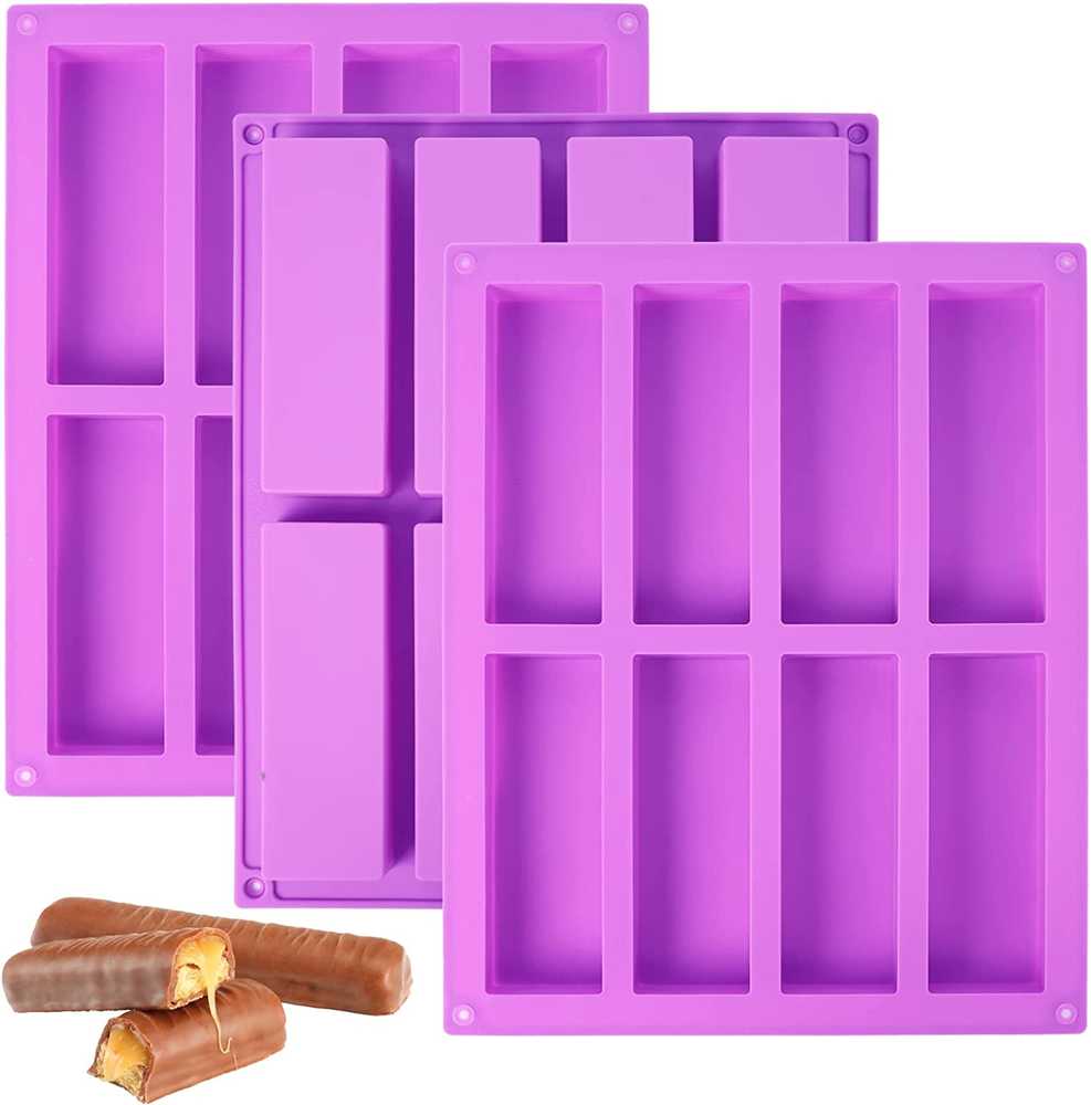 Molde Silicona Para Barritas Granola 3Pack 8Cavidades Rectangular Moldes Barrita