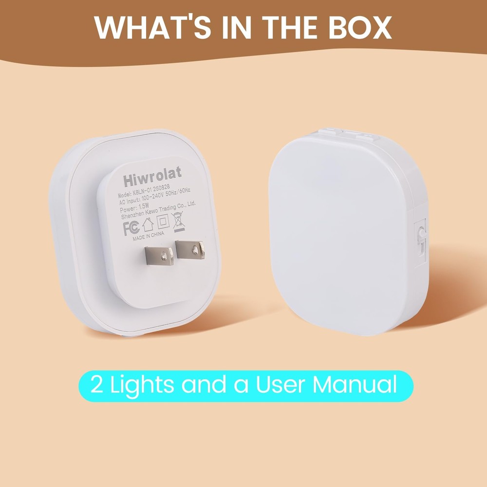 Backlit Night Lights Plug Into Wall 2 Pack, Motion Sensor & Dusk-to-Dawn Sens...