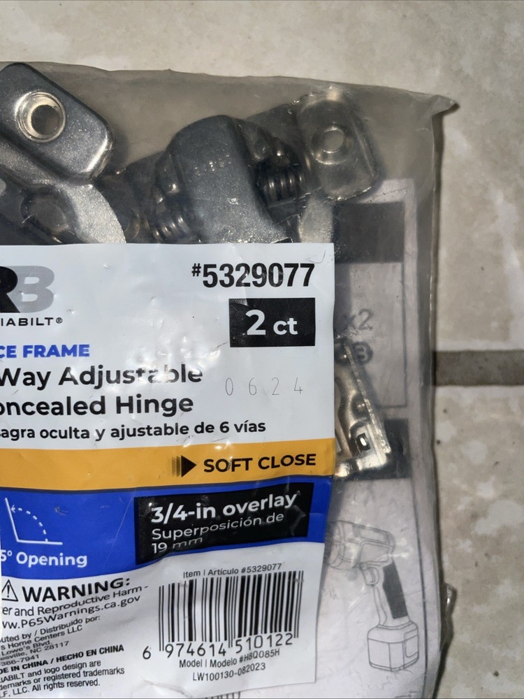 Reliabilt Face Frame 6 Way Adjustable Concealed Hinge 5329077 2 Count