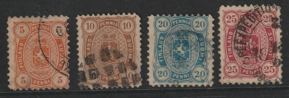 Finland - 1875 - SG 82, 85, 87 & 89 - Used