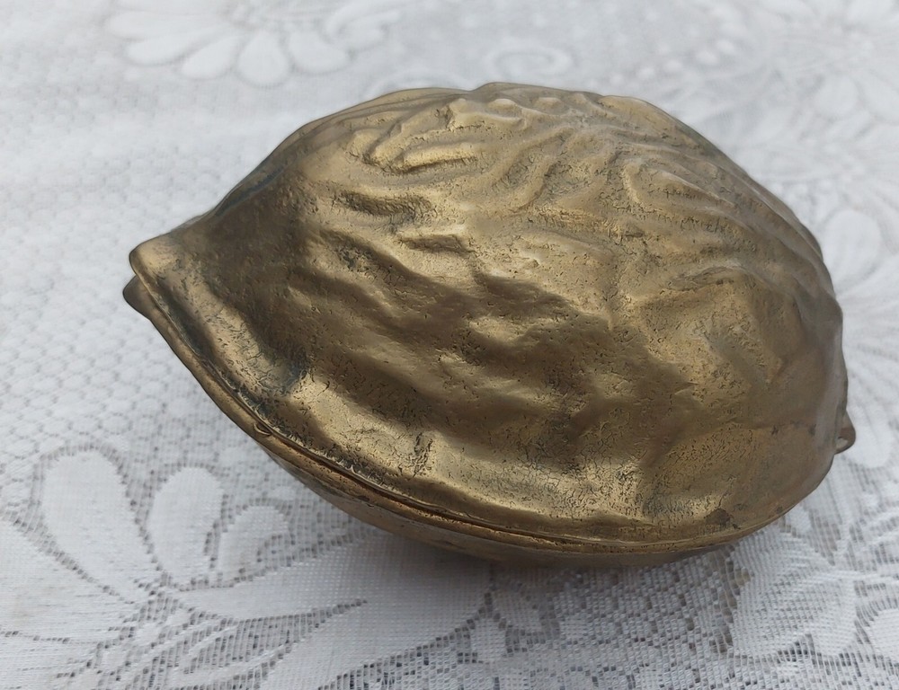 Brass Nutcracker Walnut Shaped Hinged Vintage 1950's