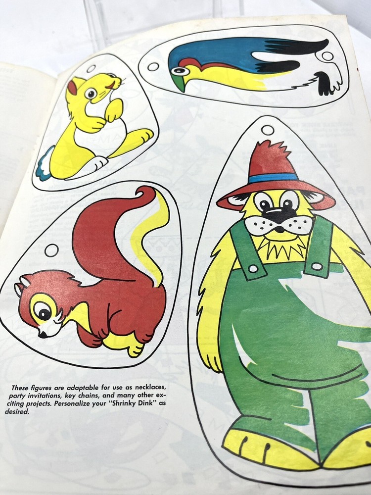 Vtg 1974 SHRINKY DINKS Refill Kit ONLY 5 Plastic SHEETS Left-Pattern Ideas Book