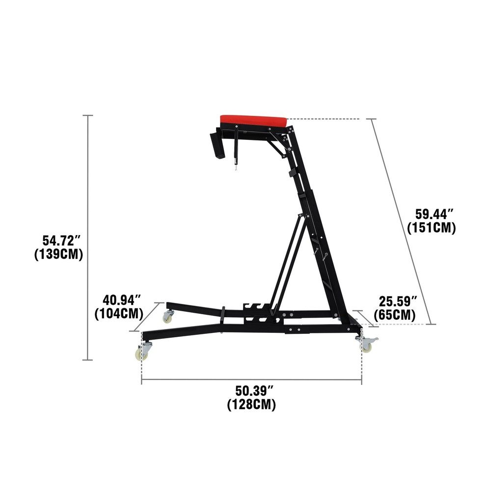 Foldable Engine Topside Creeper Adjustable Height Movable Ladder With 4 Wheels